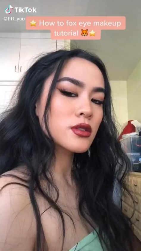 Easy How To Fox Eye Makeup Tutorial Beauty TikTok  #beauty #foxeyemakeup #makeup #tiktok #tutorial Fox Eye Makeup Tutorial, Puppy Eyes Makeup, Makeup Tutorial Tiktok, Fox Eye Makeup, Maximal Style, Makeup For Round Eyes, Burgundy Eye Makeup, Monolid Eye Makeup, Big Eyes Makeup