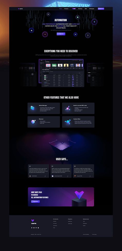 Crypto Design Inspiration, Technology Website Design Inspiration, Software Development Website Design, Nft Website Design, Luxury Website Design, Dark Website, Nft Website, Cosmic Web, Saas Website