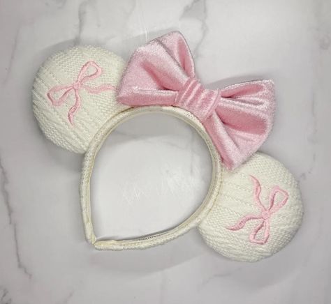 - Cozy and Stylish Valentine or Any Occasion Minnie Ears. Each item is carefully Made-To-Order ✨  NO Refunds or Returns. Have fun shopping! 🤍 I do not accept returns. Please triple check all details (including address) before you place your order. The seller is not held responsible for lost or missing packages. Once the package is marked as shipped with tracking number provided, it is customer's responsibility to follow up with shipping carrier if package is lost or stolen. Aesthetic Pink Things, Cute Disney Ears, Pink Disneyland, Pink Minnie Ears, Coquette Cardigan, Disney Trip Outfits, Disney Fits, Diy Disney Ears, Disney Cuties