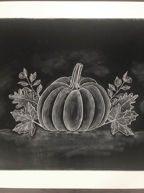 Hand drawn pumpkin with chalk