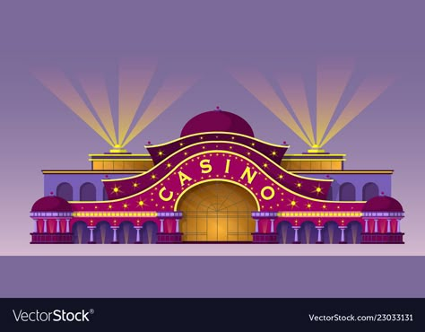 Facade of a casino building Royalty Free Vector Image Casino Building Concept Art, Casino Building Design, Minecraft Casino Building, Minecraft Casino Ideas, Minecraft Casino, Casino Building, Casino Art, Minecraft Modern City, Building Vector