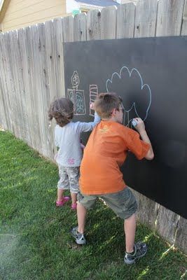 Outdoor chalkboard...genius! Chalkboard Wall Bedroom, Outdoor Chalkboard, Outdoor Party Games, Chalkboard Wall, Fence Decor, Backyard Games, Chalkboard Paint, Wooden Fence, Backyard Makeover