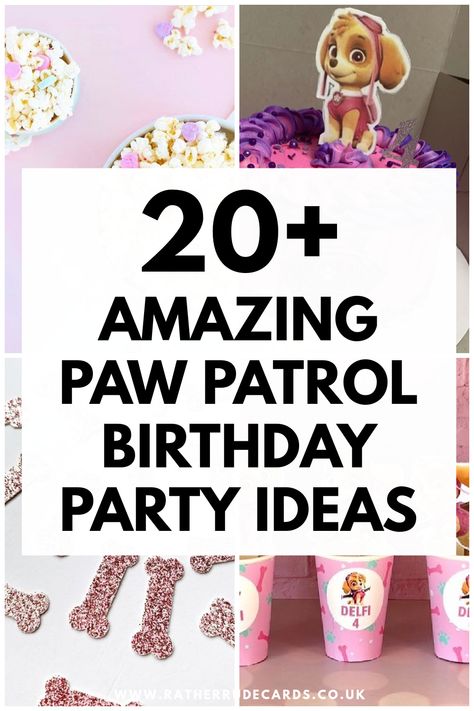 DIY creative Paw Patrol birthday party ideas Skye Paw Patrol Party Food, Skye Paw Patrol 2nd Birthday, Paw Patrol Birthday Ideas Girl, Skye Themed Birthday Party, Four Year Old Paw Patrol Birthday, Skye Paw Patrol Party Decorations, Paw Patrol Skye Birthday Party, Skye Birthday Party Decorations, Paw Patrol Birthday Activities