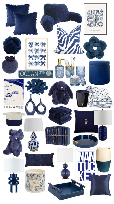 Blue Room Themes, Navy Room Decor, Navy Blue Rooms, Apartment Ideas Living Room, Living Room 2024, Blue Room Decor, White Room Decor, Blue Bedroom Decor, Room Redesign