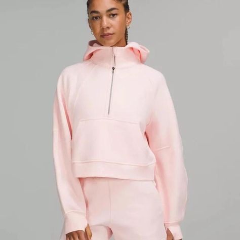 Oversized Cropped Hoodie, Lululemon Half Zip, Scuba Jacket, Rare Lululemon, Lululemon Outfits, Strawberry Milkshake, Lululemon Scuba Hoodie, Lululemon Scuba, Cropped Crewneck