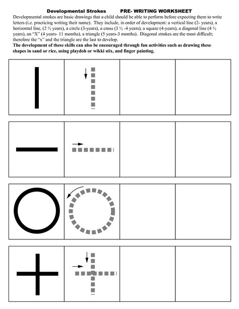 Pre Writing Strokes Worksheets                                                                                                                                                                                 More Pre Writing Strokes, Writing Strokes, Prewriting Activities, Preschool Prewriting, Pre-k Writing, Prewriting Worksheets, Pre Writing Practice, Prewriting Skills, Handwriting Activities