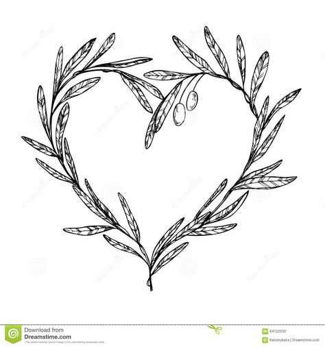 Hand Drawn Vector Illustration - Olive Branch, Heart Shaped Wreath - Download From Over 62 Million High Quality Stock Photos, Images, Vectors. Sign up for FREE today. Image: 64122932 Olive Branch Tattoo, Branch Drawing, Heart Shaped Wreath, Branch Tattoo, Heart Shaped Wreaths, Hand Drawn Cards, Wreath Drawing, Hand Drawn Vector Illustrations, Heart Drawing