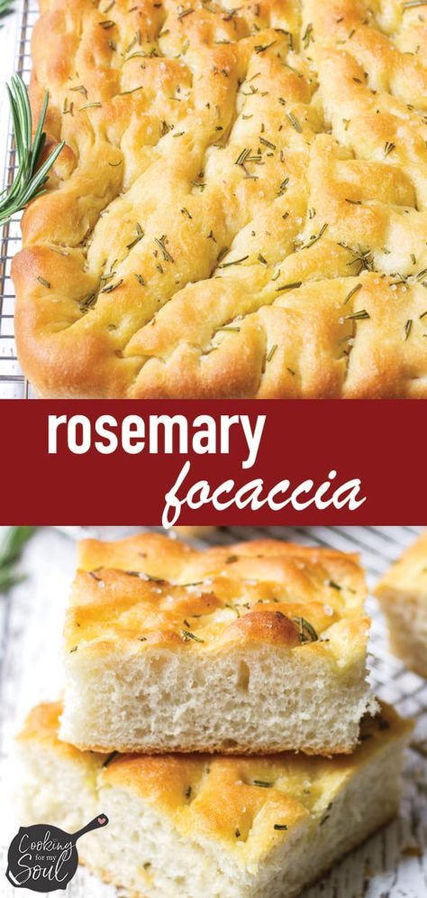 Rosemary Focaccia Bread! The olive oil, rosemary, and sea salt make this focaccia so flavorful and special. And it's easy to make! #focaccia #rosemaryfocaccia #focacciabread #rosemary | cookingformysoul.com Make Focaccia, Rosemary Focaccia Bread, Avocado Salads, Foccacia Bread, Savory Breads, Rosemary Focaccia, Rosemary Bread, Artisan Breads, Focaccia Recipe