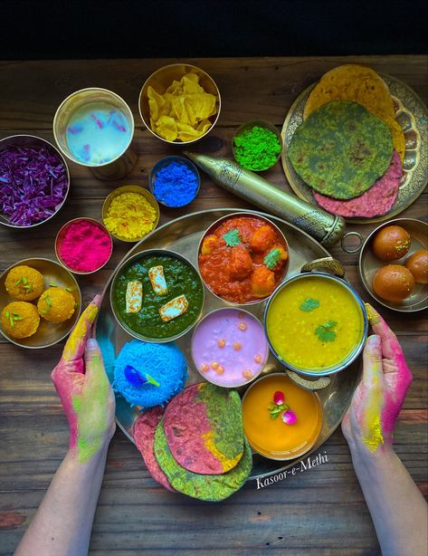 Krishna Prasadam, Holi Food, Holi Photoshoot, Indian Buffet, Holi Background, Gujarati Thali, Holi Recipes, Delicious Food Image, Variety Food