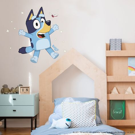 Say hooray! Perfect for Bluey lovers, this officially-licensed peel and stick wall decal brings everyone’s favorite Blue Heeler to any space in as little as Peel, Stick…Done!® Printed on high-quality, renter-friendly and removable substrate, this decal can be placed and repositioned again and again without damage or residue, making it easy to say “let’s do this!” Use Bluey Character Peel and Stick Wall Decals in: Bedrooms Classrooms Windows Doors Furniture Office Living spaces Kitchens RoomMates Bluey Wallpaper, Future Bedroom Ideas, Room Mates, Disney Wall Decals, Peel And Stick Wall Decals, Roommate Decor, Themed Kids Room, Kids Bedroom Inspiration, Old Room