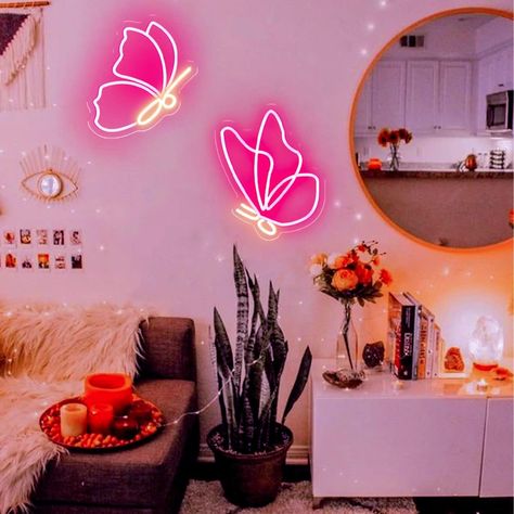 Neon Light Signs Bedroom, Neon Signs Bedroom, Decor Bedroom Aesthetic, Neon Name Sign, Aesthetic Name, Preppy Bedroom Decor, Colorful Room Decor, Led Wall Decor, College Room Decor