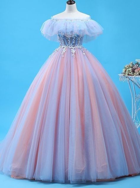 Off The Shoulder Prom Dress, डिजाइनर कपड़े, Gown Pink, Blue Ball Gowns, 파티 드레스, Quinceanera Dress, Fairytale Dress, فستان سهرة, Sweet 16 Dresses