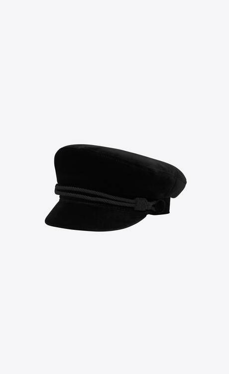 Ysl Hat, Luxury Black Mini Hats, Saint Laurent Accessories, New Era Ysl Monogram Cap, Luxury Black Beanie Hat, Chain Headband, Sailor Cap, Denim Baseball Cap, Sailor Hat