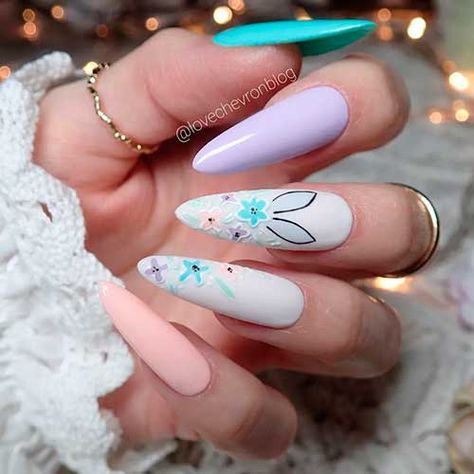 Nail Deisgn, Craft Easter, Easter Nail, Bunny Nails, Nails Press, Nagel Tips, Smink Inspiration, Cute Gel Nails, Almond Shape