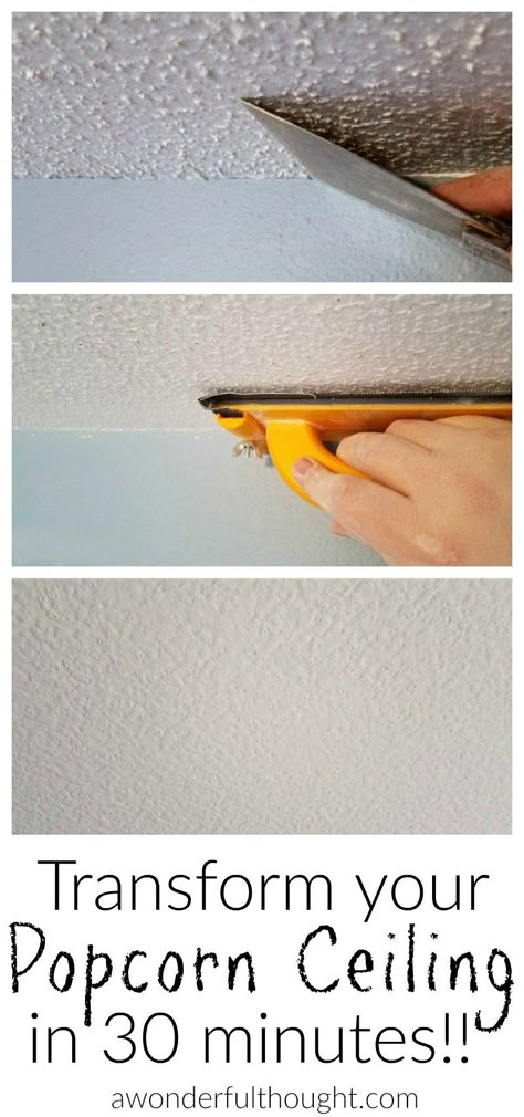 2 Ways to Remove Popcorn Ceilings - A Wonderful Thought Remove Popcorn Ceiling, Popcorn Ceiling Removal, Diy Popcorn, Removing Popcorn Ceiling, Diy Home Decor For Apartments, Popcorn Ceiling, Decor Ikea, Ceiling Ideas, Design Seeds