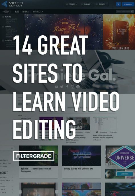 14 Great Sites to Learn Video Editing and Production - FilterGrade | Video editing, Filmmaking, Youtube channel ideas Learn Video Editing, Hacking Websites, Film Tips, Editing Video, Great Websites, Youtube Channel Ideas, Film Editing, Life Hacks Computer, Life Hacks Websites