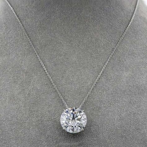 Luxury Lab-grown Diamond Solitaire Necklace For Women, Round Diamond Necklace, Big Diamond Engagement Rings, Diamond Necklace Simple, Round Diamond Pendant, Diamond Pendent, Solitaire Diamond Pendant, Platinum Chain, Diamond Pendants Designs