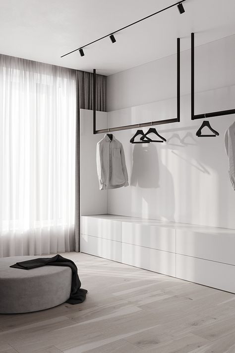 Apartment in Kyiv :: Behance Closet For Men, Front Door Transformation, Door Transformation, Minimal Closet, Kampar, Dressing Room Closet, Walking Closet, Walk In Closet Design, Luxury Closets Design