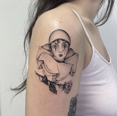 Pierrot Tattoo, Vintage Clown Tattoo, Personal Tattoos, Tattoo 2022, Clown Tattoo, New Tattoo Designs, Vintage Illustration Art, Tattoos Inspiration, Vintage Clown