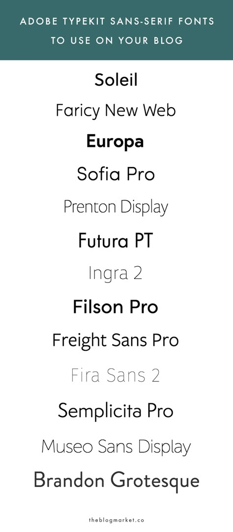 Top Adobe Typekit Sans-Serif Fonts to Use on Your Blog - The Blog Market Best Sans Serif Fonts, Font Love, Popular Sans Serif Fonts, Sans Serif Typography, Top Fonts, Free Commercial Fonts, Trendy Fonts, Popular Fonts, Font Combinations