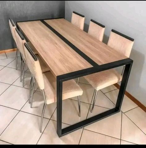 Iron Furniture Design, Steel Furniture Design, Welded Furniture, Wood Table Design, Diy Dining Table, Industrial Design Furniture, Metal Furniture Design, Furniture Design Wooden, 2x4 Furniture Plans