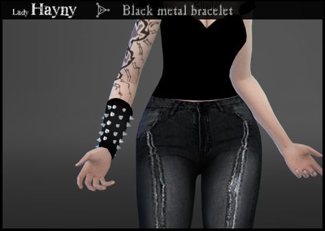 Lana CC Finds - ladyhayny: Black metal bracelet Download here Black Metal Bracelet, Sims 4 Cc Goth, Die Sims 4, Sims 4 Body Mods, Sims 4 Cc Folder, Sims 4 Update, Sims 4 Collections, Metal Clothing, Metal Bracelet