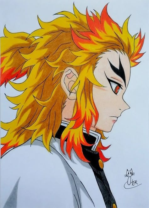 Kyojuro Rengoku Drawing, Rengoku Drawing, Naruto Drawings Easy, Anime Canvas Painting, Anime Drawing Sketches, Drawing Superheroes, Anime Lineart, Naruto Sketch Drawing, Anime Demon Boy