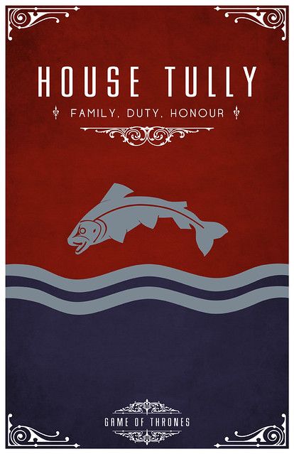 Tully Game Of Thrones, Game Of Thrones Posters, Tully House, House Tully, Game Of Thrones Party, Game Of Thrones Poster, Game Of Thrones Series, Gra O Tron, Games Of Thrones