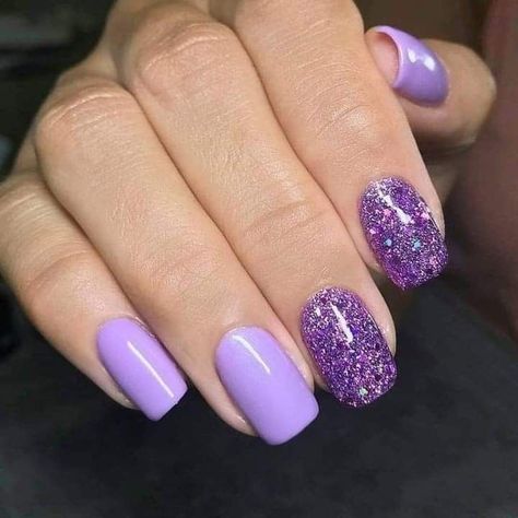 Purple Dip Powder Nails Design, Purple Dip Nail Designs, Lavender Dip Nails, Summer Nails Dip Powder, Purple Dip Nails, Sns Nails Designs, Purple Gel Nails, Sns Nails Colors, Purple Glitter Nails