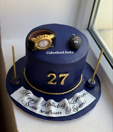 For men Watch Cake Designs For Men, Cake For Businessman, Business Man Cake, Elegant Birthday Cakes For Men Design, Bae Birthday, 27th Birthday Cake, Cakes Fancy, Cake Design For Men, 20 Birthday Cake