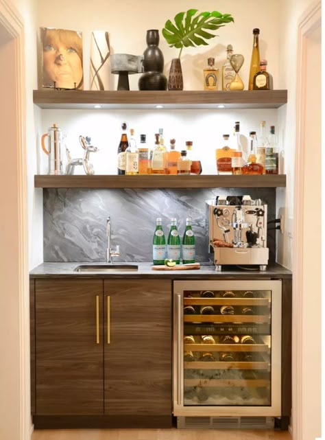 Wet Bar Ideas, Bar Nook, Home Wet Bar, Bar Mini, Home Bar Rooms, Modern Home Bar, Home Bar Design, Diy Home Bar, Gift Bag Ideas