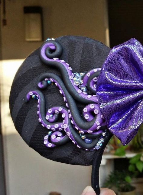 Ursula Mickey ears Disney Ears Hat, Diy Disney Ears, Disney Ears Headband, Diy Mickey Ears, Disney Mouse Ears, Disney Headbands, Disney Mickey Ears, Disney Hats, Disney Mouse