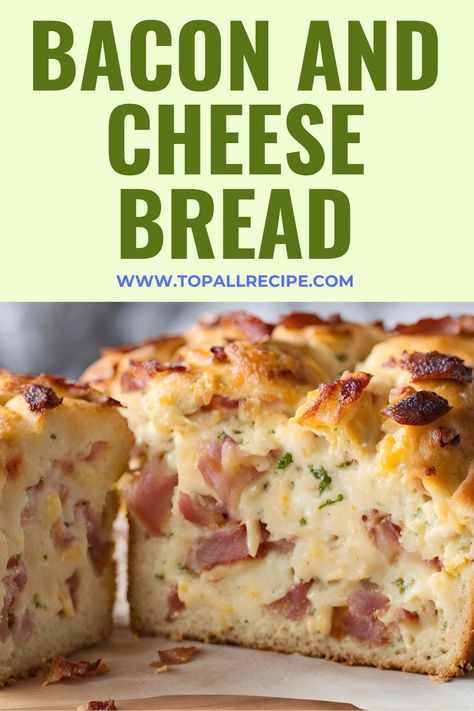 Bacon and cheese bread is a savory delight, blending crispy bacon and gooey cheese into a soft, freshly baked loaf. The smoky flavor of bacon complements the creamy cheese, creating a satisfying bite. Perfect as a side dish, appetizer, or snack, it’s irresistible and sure to please any crowd. Bacon Egg And Cheese Bread, Sausage And Cheese Bread, Bacon And Cheese Bread, Bacon Cheese Bread, Bacon Bread Recipe, Bacon Bread, Cheese Bread Recipe, Bacon And Cheese, Bacon Egg And Cheese