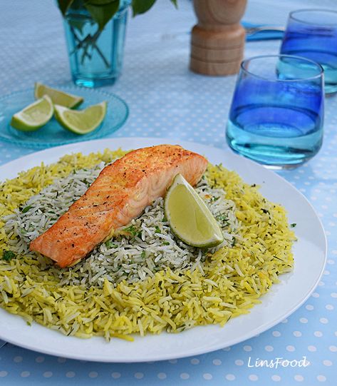 Sabzi Polo Mahi (Persian Herbed Rice with Fish) for Nowruz, the Persian New Year Persian Shrimp And Rice, Rice With Fish, Noroz Iran New Years, Iran Nowruz, Persian Chicken And Rice Iranian Food, Sabzi Polo, Shirazi Salad Persian, Persian Dishes, Herbed Rice