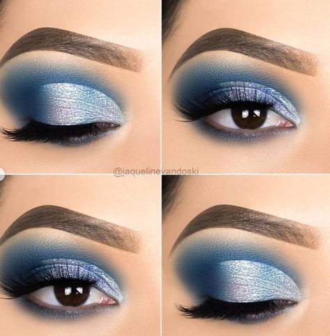 Makeup With A Royal Blue Dress, Blue Eye Makeup Ideas, Makeup Azul, Sally Makeup, Star Wars Makeup, Blue Eyeshadow Makeup, Make Up Designs, Blue Eyeshadow Looks, Blue Makeup Looks