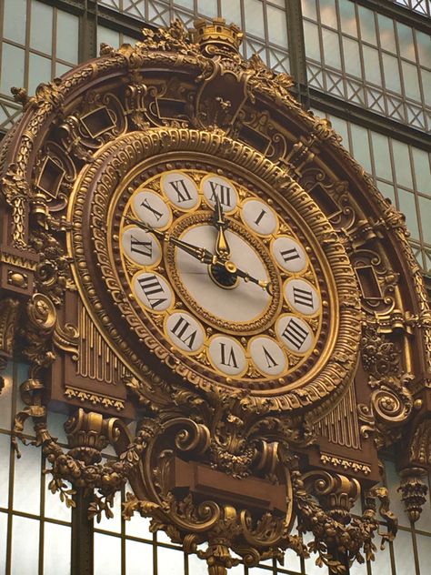 orsay golden clock at musée d’orsay, paris Golden Clock Aesthetic, Golden Clock, Church Aesthetic, Hourglasses, Paris France Travel, Gothic Church, A Moment In Time, Aesthetic Images, France Travel