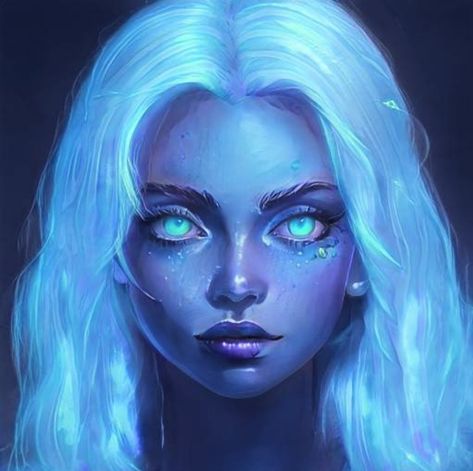 Pink Skin Art, Bright Blue Hair, Skins Characters, Blue Skin, Drawings Ideas, Pink Skin, Game Inspiration, Woman Drawing, Book Stuff