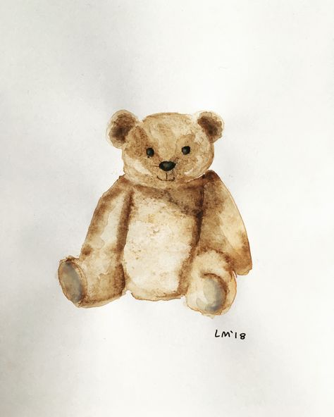 Teddy bear/watercolour/art/lydiamaycreative Teddy Watercolor, Watercolour Bear, Teddy Bear Watercolor, Watercolor Teddy Bear, Teddy Bear Drawing, Bear Watercolor, Welcome Dinner, Bear Paintings, We Can Bearly Wait