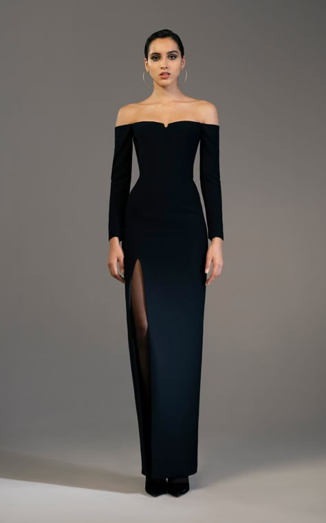 Rasario Off-The- Shoulder Crepe Corset Gown $1,330 Long Black Dress Formal Off Shoulder, Off Shoulder Dress Formal Classy, Corset Gown, Elegant Dresses For Women, Dresses Elegant, Looks Style, Beautiful Gowns, Long Black, Couture Dresses