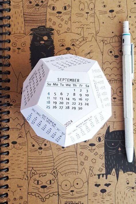 Fun printable dodecahedron 2024 desktop calendar | Instant download from Pitsy Digital Watercolor Desk, Printable Desk Calendar, Cubicle Accessories, Printable Box, Calendar Download, Calendar 2019, 2020 Calendar, Calendar 2022, Monthly Calendar Printable