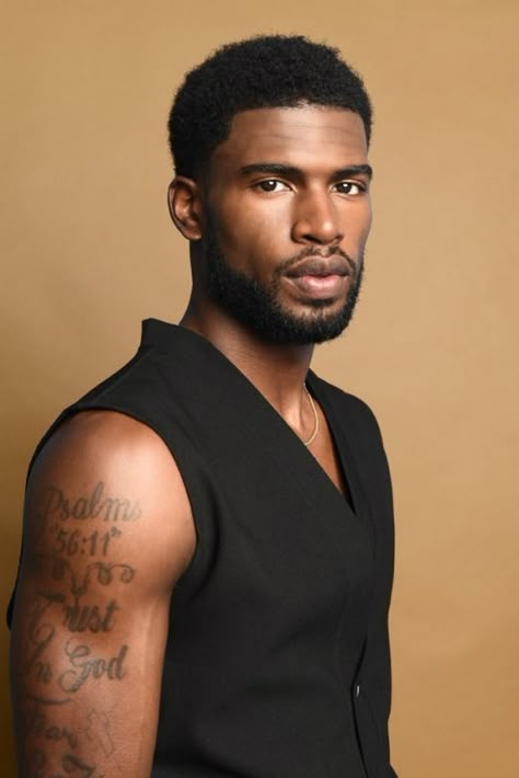 African American Tattoos, Man Actor, Boys Hairstyle, Dark Skin Tattoo, Broderick Hunter, Black Men Tattoos, Dark Skin Men, Divine Beauty, Dark Men