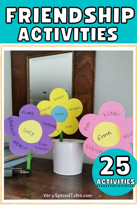 an example of a friendship activity_friendship flowers_ Friendship Yarn Game, Activity For Friendship Day, Friendship Writing Activities, Friendship Teaching Ideas, Healthy Friendship Activities, School Friendship Party Ideas, Being A Friend Activities, Friends Eyfs Activities, Friendship Day Kindergarten Ideas