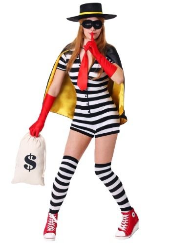 Top Funny Halloween Costumes | Hilarious Costumes Costumes For High Schoolers, Goth Halloween Costumes Women, Super Unique Halloween Costumes, Hamburgler Halloween Costume Women, Hamburglar Costume Women, Fast Halloween Costumes, Villian Costumes For Women, Robber Outfit, Halloween Costumes Women Creative Unique