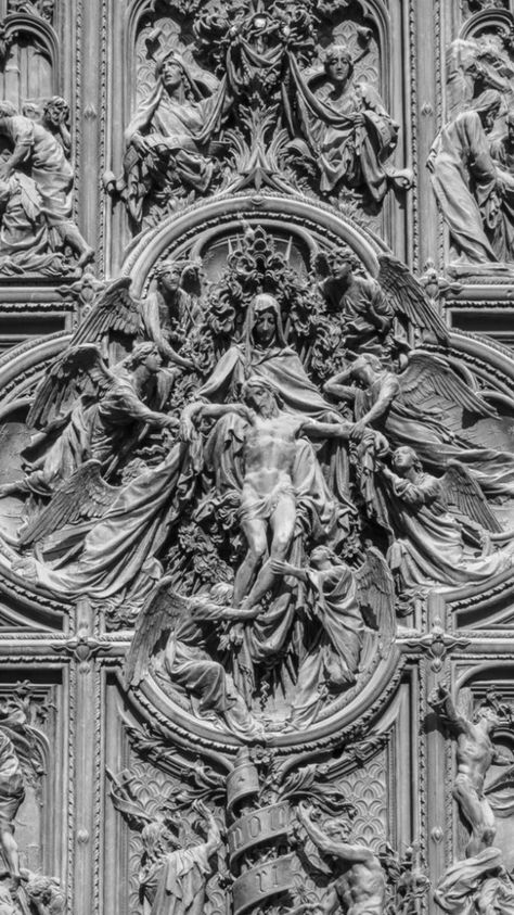 🏛Architectolder on Twitter: "Detail of the Doors of Duomo Milano.… " Duomo Milan, Milan Duomo, Milan Cathedral, Ancient Greek Sculpture, Religious Tattoos, Mythology Tattoos, Biblical Art, Entrance Door, Gothic Architecture