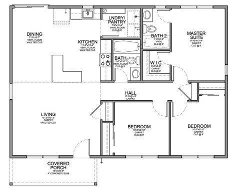 At EVstudio we design a wide variety of houses from the very small to the very large. This is an example of an affordable 1,100 sf home that we designed. The house includes a covered porch, a livin... 3 Bedroom Home Floor Plans, Three Bedroom House Plan, Barndominium Plans, House Plans 3 Bedroom, Small House Floor Plans, Three Bedroom House, Barndominium Floor Plans, House Layout Plans, Small House Plan