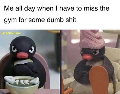 Pingu Memes, Gym Things, Gym Humour, Gym Funny, Fitness Memes, Fitness Humor, Workout Time, Funny Fitness, Can't Stop Won't Stop