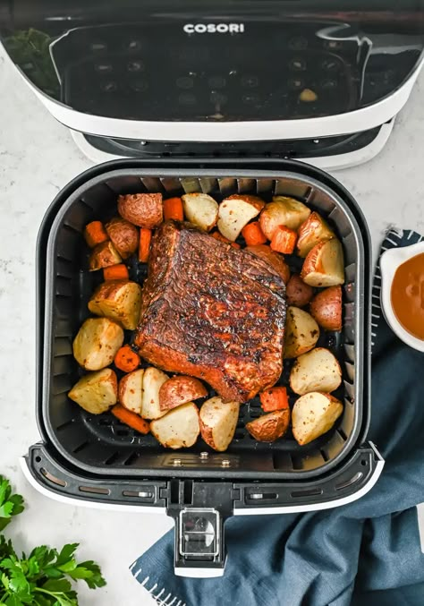 Air Fryer Beef Roast Recipes, Beef Sirloin Tip Roast Air Fryer, Air Fryer Roast Beef And Potatoes, Air Fryer Roast Recipes, Pot Roast In Air Fryer, Air Fry Beef Tips, Air Fryer Roast Dinner, Pot Roast Air Fryer Recipes, Beef Roast Air Fryer Recipes