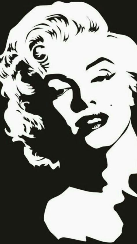 Stencil Art Portrait Faces, Marilyn Monroe Stencil, Marilyn Monroe Face, Pop Art Marilyn, Marilyn Monroe Portrait, Pop Art Drawing, Marilyn Monroe Art, Black And White Art Drawing, Stencil Art