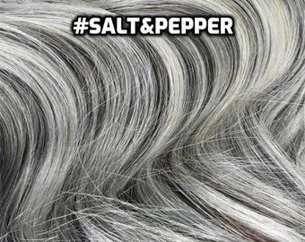 Salt and pepper hair | Etsy Grey Silver Hair, Grey Hair Weave, Grey Hair Extensions, Hair Halo, Pepper Hair, Silver White Hair, Salt And Pepper Hair, Dramatic Hair, Bun Hair Piece