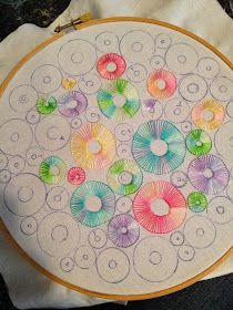 Funky Embroidery, Thread Ideas, Buttonhole Stitch, Color My World, Abstract Embroidery, Fashion Drawing Tutorial, Embroidery Stitches Tutorial, French Knots, Hand Embroidery Design